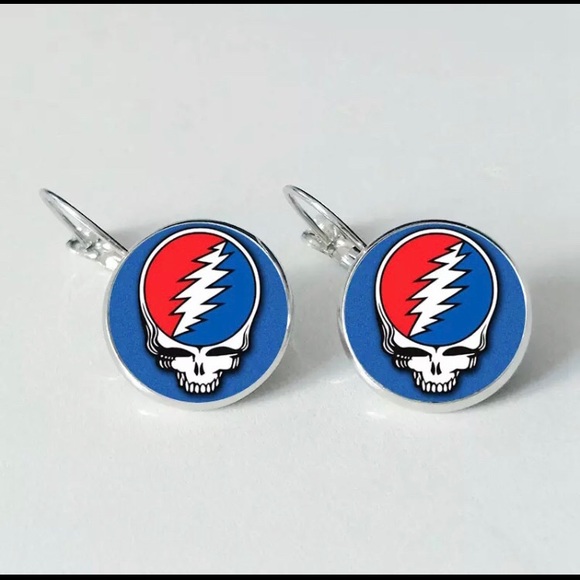 Grateful Dead SYF Glass Round Drop Earrings - Picture 1 of 2